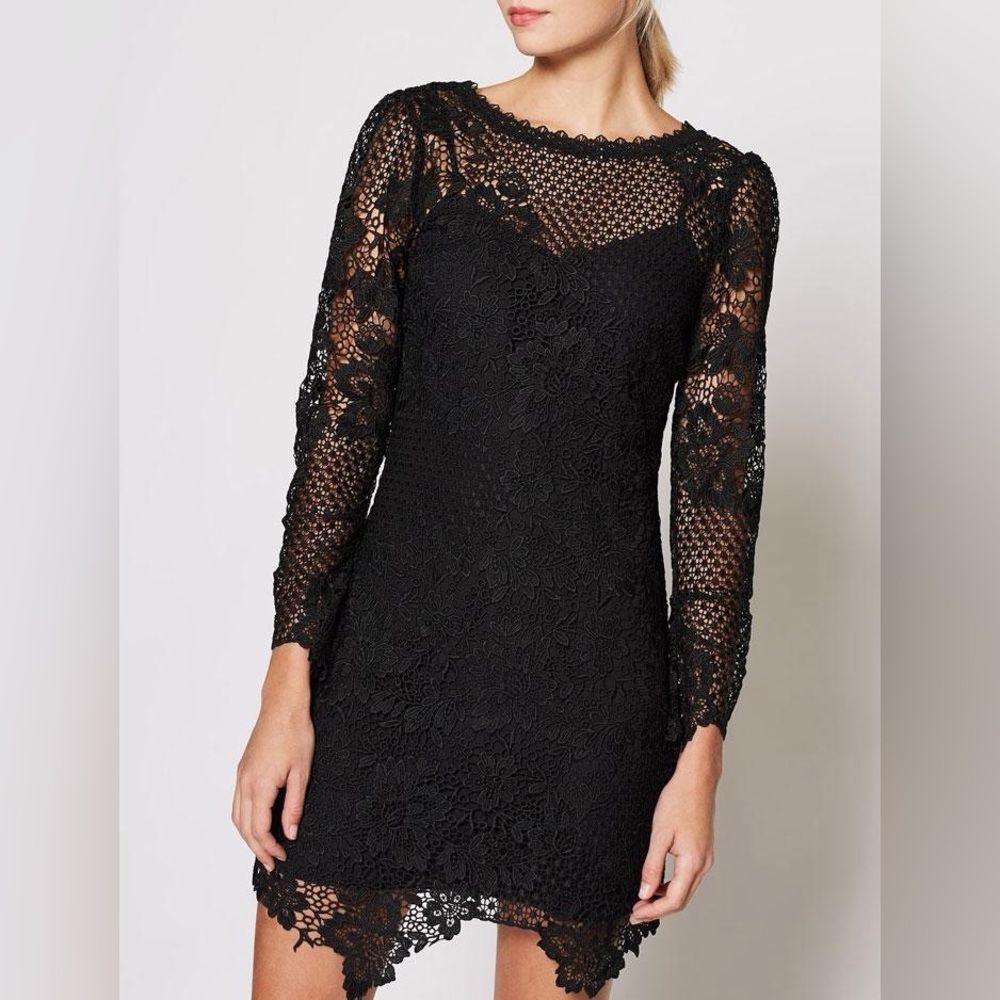 New JOIE Elegant Black Lace wedding guest black tie Dress
